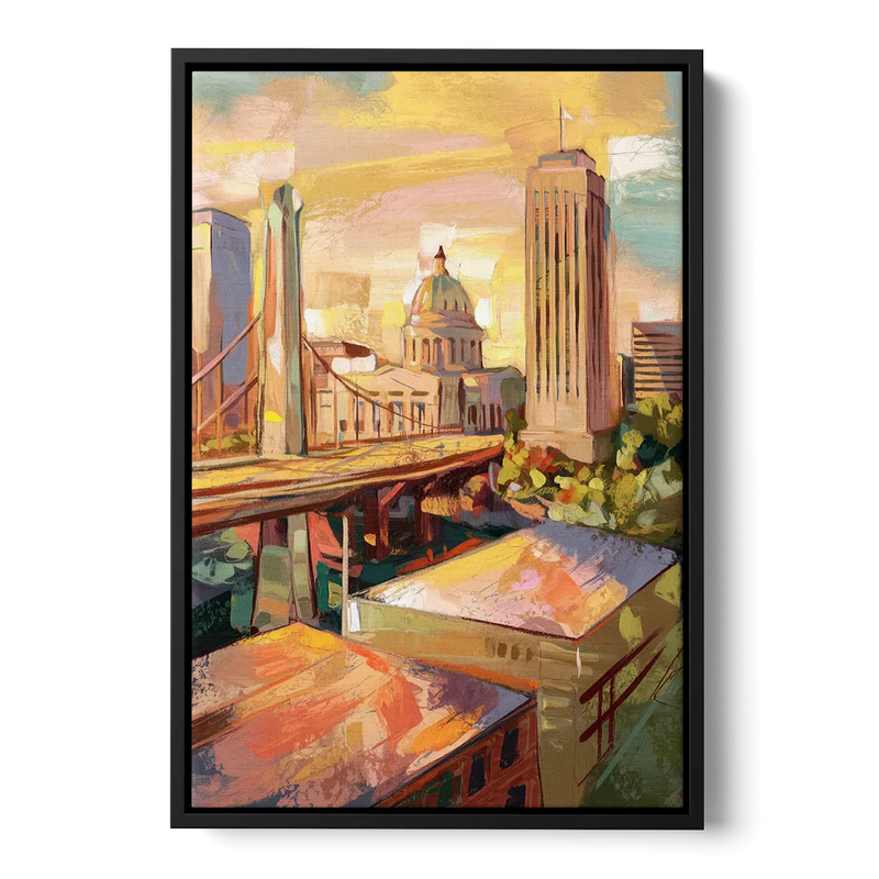 Oklahoma City Historic Landmarks Front - Black Canvas Wall Art