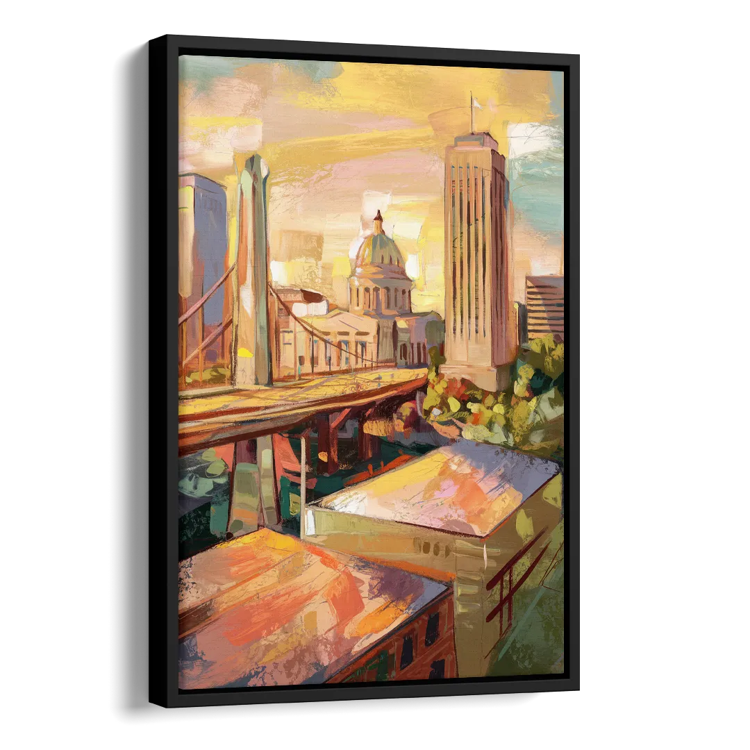 Oklahoma City Historic Landmarks Side - Black Canvas Wall Art