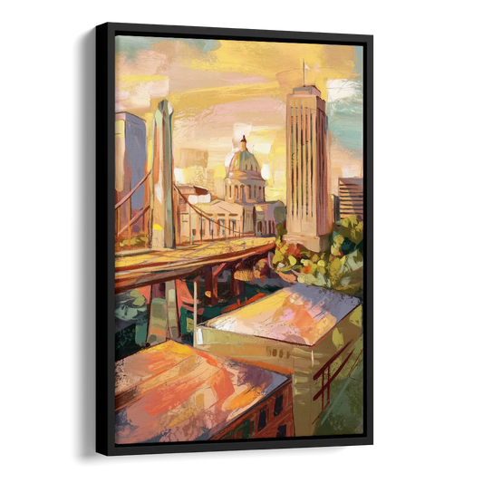 Oklahoma City Historic Landmarks Side - Black Canvas Wall Art