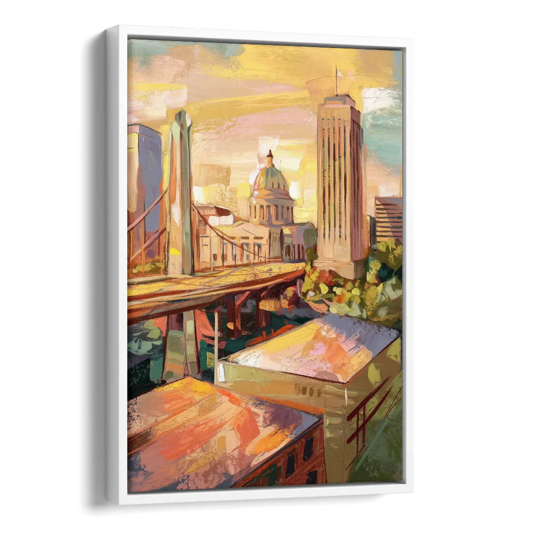 Oklahoma City Historic Landmarks Side - White Canvas Wall Art