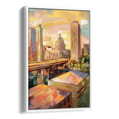 Oklahoma City Historic Landmarks Side - White Canvas Wall Art