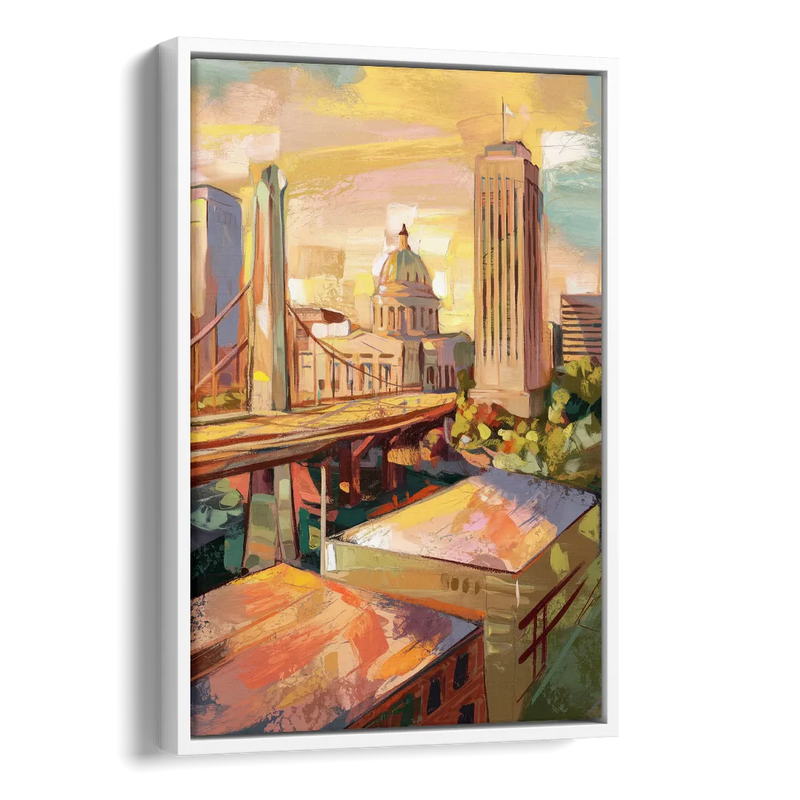 Oklahoma City Historic Landmarks Side - White Canvas Wall Art