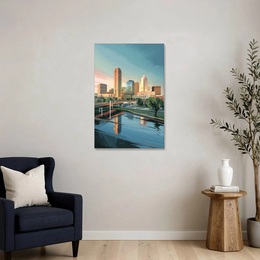 Oklahoma City Modern Architecture - Canvas Wall Art - Sofa - 24x36