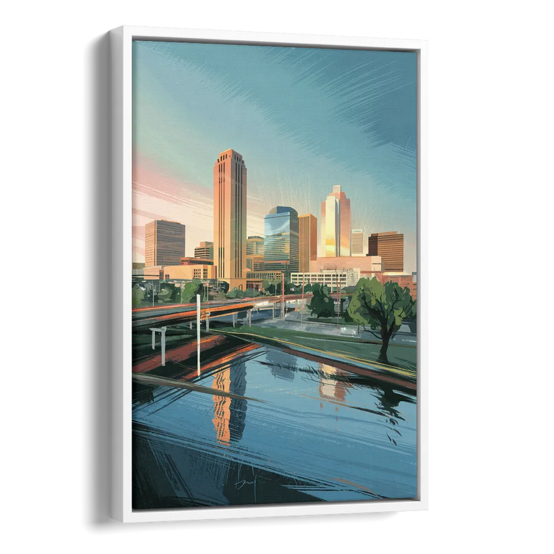 Oklahoma City Modern Architecture Side - White Canvas Wall Art
