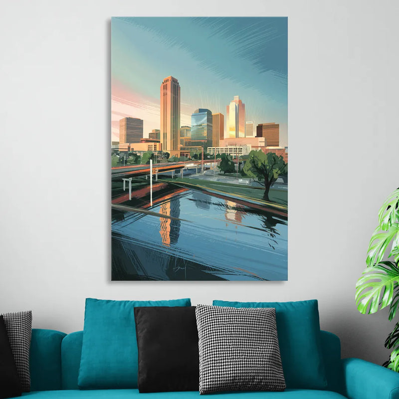 Oklahoma City Modern Architecture Sitting Room - Canvas Wall Art