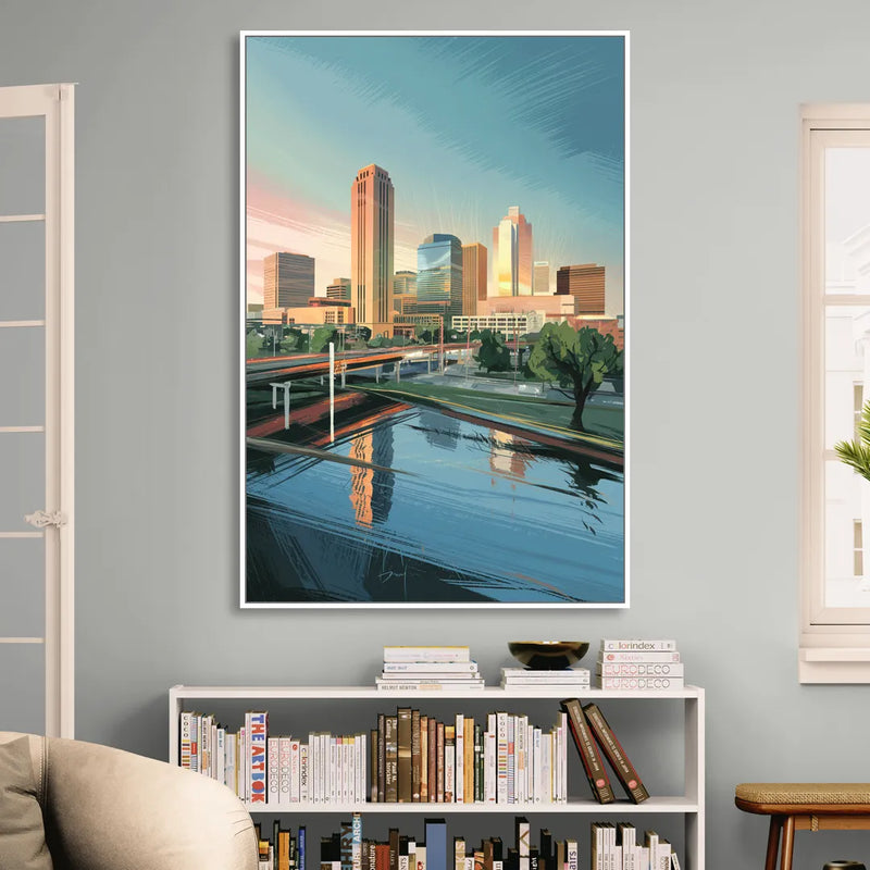 Oklahoma City Modern Architecture Sitting Room - White Canvas Wall Art