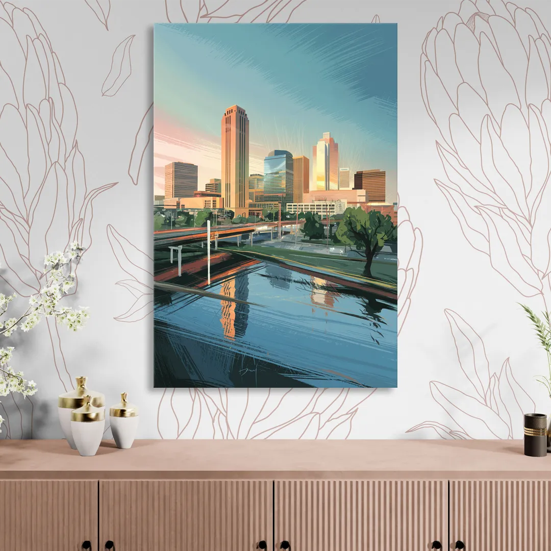 Oklahoma City Modern Architecture Living Room - Canvas Wall Art