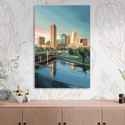 Oklahoma City Modern Architecture Living Room - Canvas Wall Art