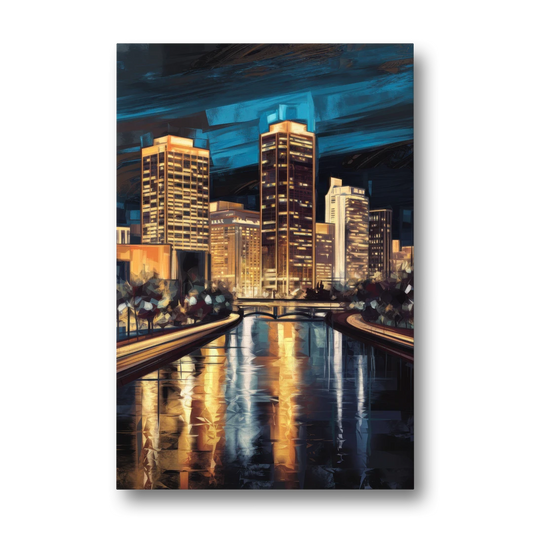 Oklahoma City Night Lights - Canvas Wall Art - Front