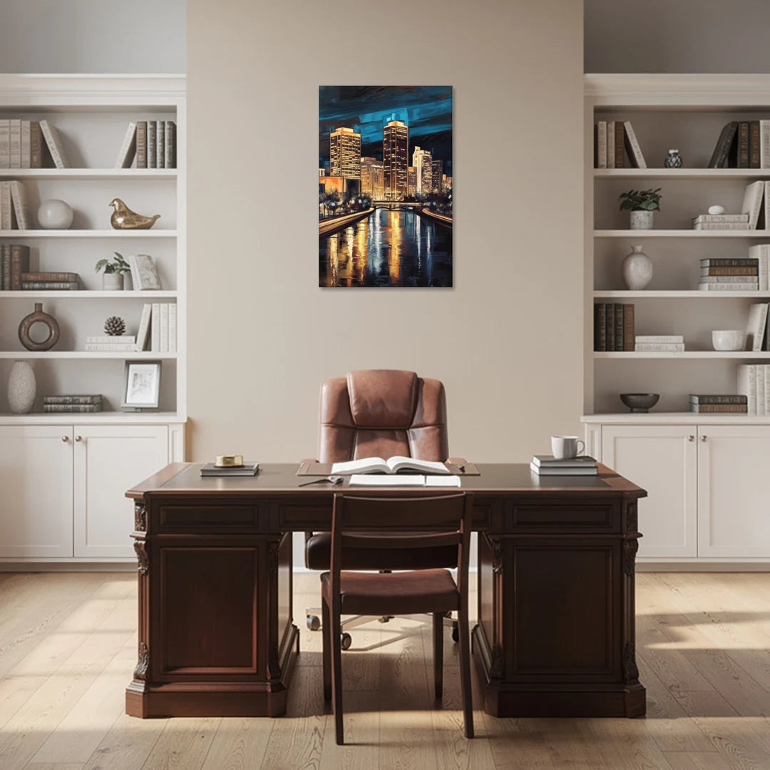 Oklahoma City Night Lights - Canvas Wall Art - Office - 24x36