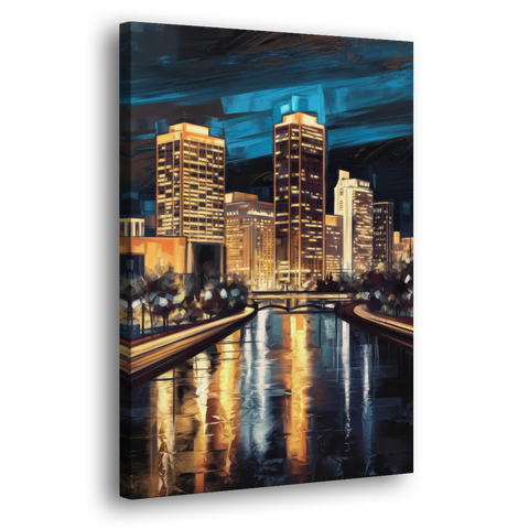 Oklahoma City Night Lights - Canvas Wall Art - Side