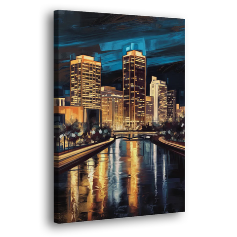 Oklahoma City Night Lights - Canvas Wall Art