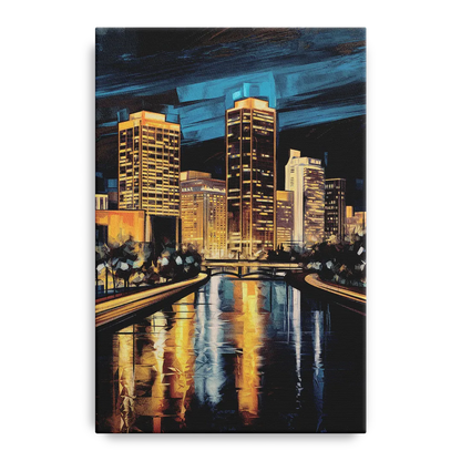 Oklahoma City Night Lights Front - Canvas Wall Art