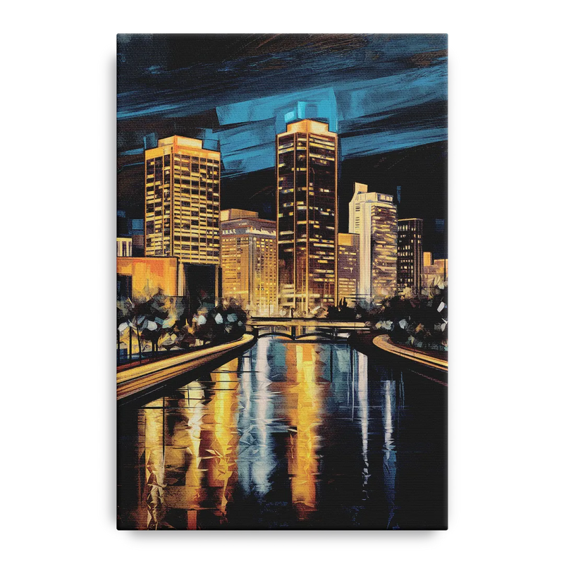 Oklahoma City Night Lights Front - Canvas Wall Art