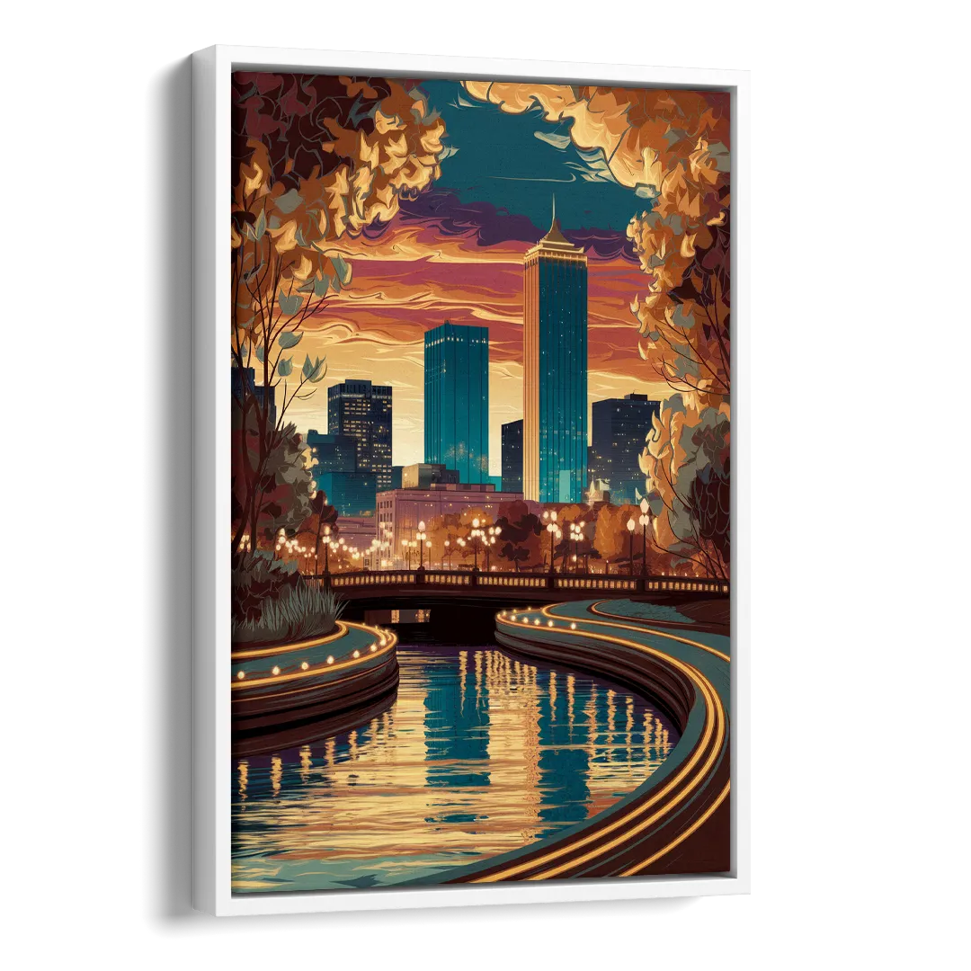 Oklahoma City Scenic Views Side - White Canvas Wall Art