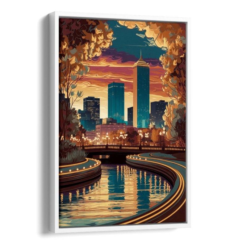 Oklahoma City Scenic Views Side - White Canvas Wall Art