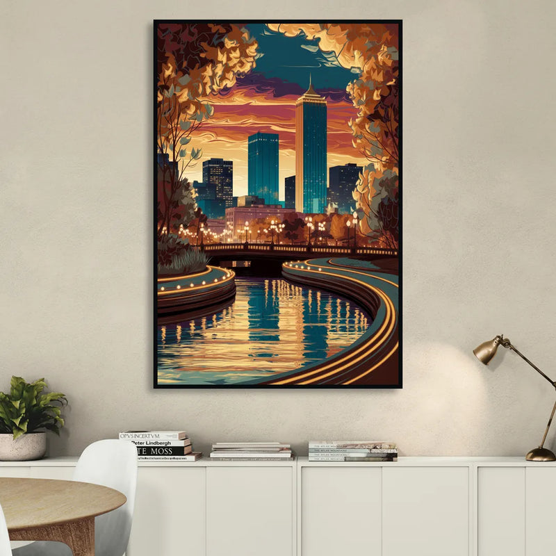 Oklahoma City Scenic Views Sitting Room - Black Canvas Wall Art