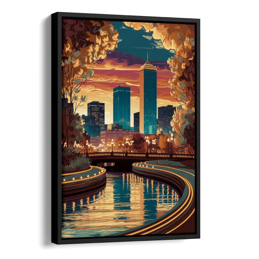 Oklahoma City Scenic Views Side - Black Canvas Wall Art