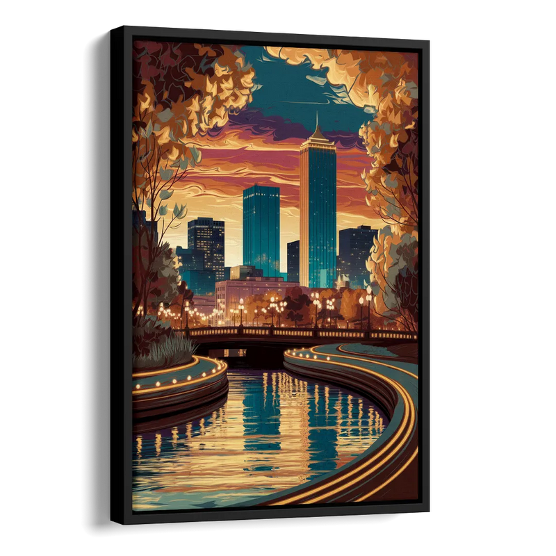 Oklahoma City Scenic Views Side - Black Canvas Wall Art