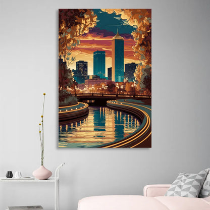 Oklahoma City Scenic Views Living Room - Canvas Wall Art