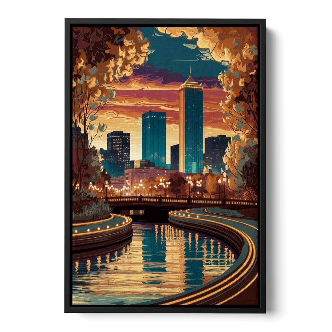 Oklahoma City Scenic Views Front - Black Canvas Wall Art