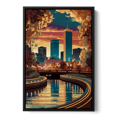 Oklahoma City Scenic Views Front - Black Canvas Wall Art