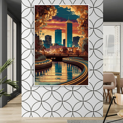 Oklahoma City Scenic Views Living Room - White Canvas Wall Art