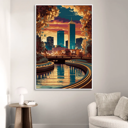 Oklahoma City Scenic Views Sitting Room - White Canvas Wall Art