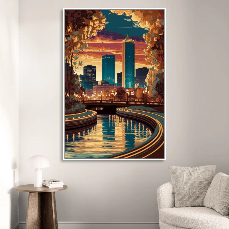 Oklahoma City Scenic Views Sitting Room - White Canvas Wall Art