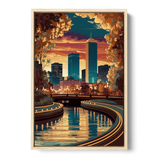 Oklahoma City Scenic Views - Oak Framed Canvas Wall Art - Front