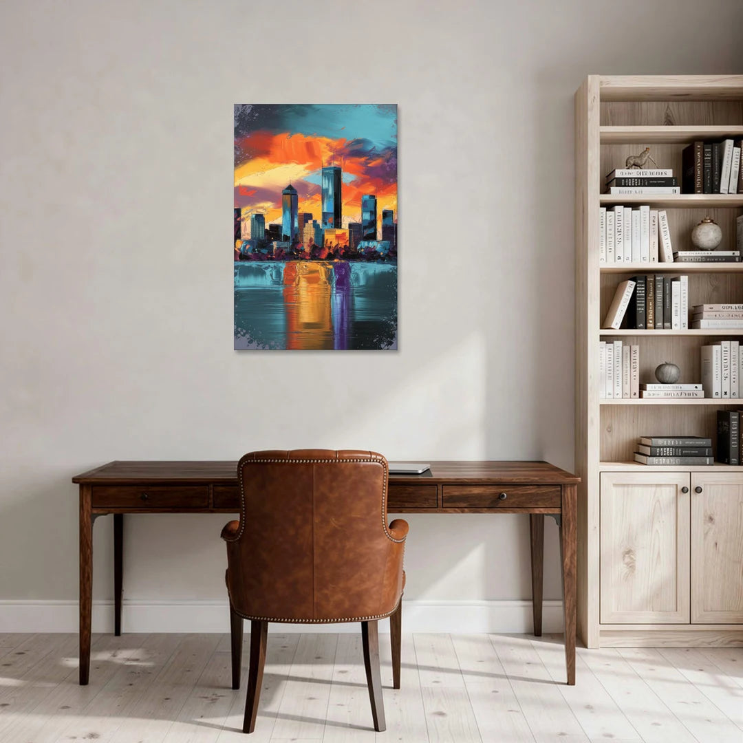 Oklahoma City Skyline Reflection - Canvas Wall Art - Office - 24x36
