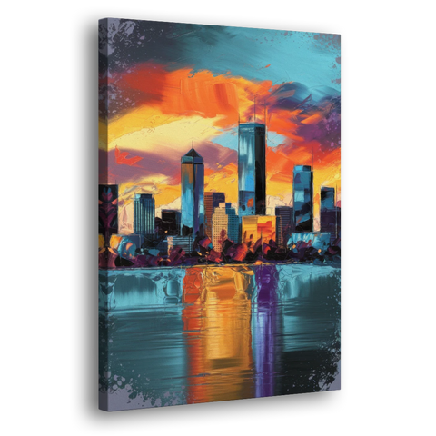 Oklahoma City Skyline Reflection - Canvas Wall Art - Side