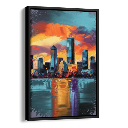 Oklahoma City Skyline Reflection Side - Black Canvas Wall Art