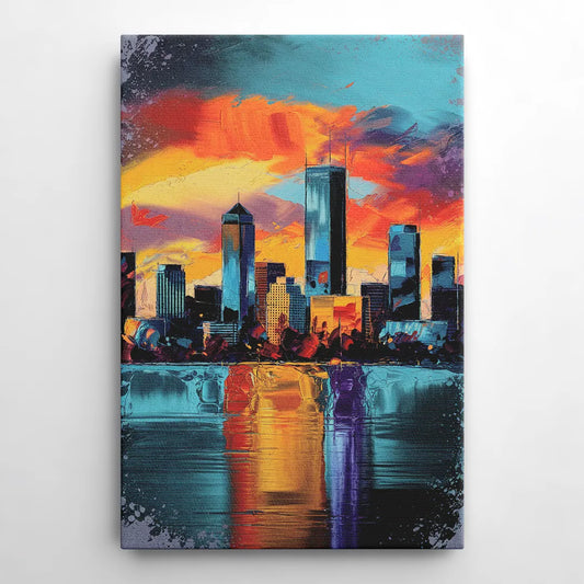 Oklahoma City Skyline Reflection - Canvas Wall Art