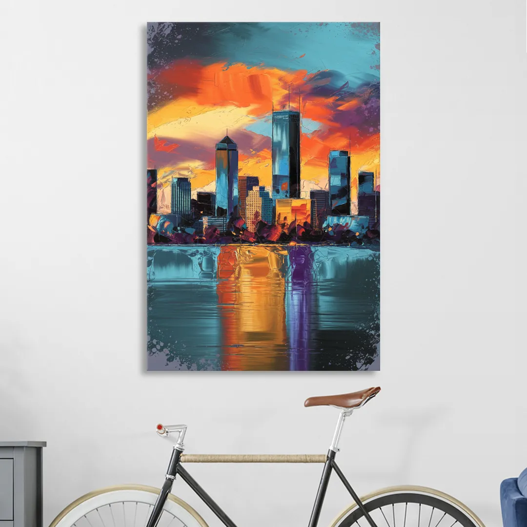Oklahoma City Skyline Reflection Sitting Room - Canvas Wall Art