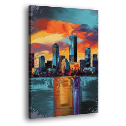 Oklahoma City Skyline Reflection Side - Canvas Wall Art
