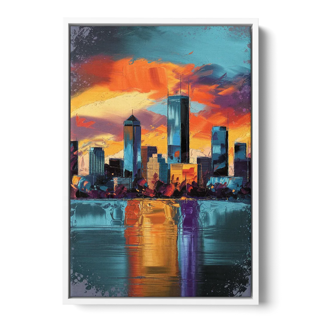 Oklahoma City Skyline Reflection Front - White Canvas Wall Art
