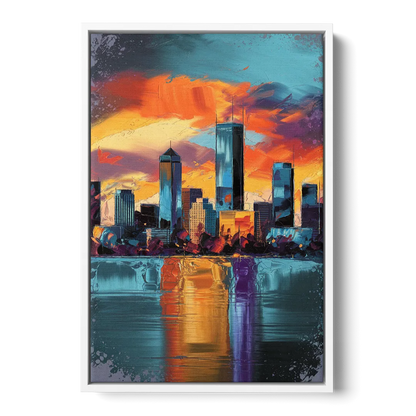 Oklahoma City Skyline Reflection Front - White Canvas Wall Art