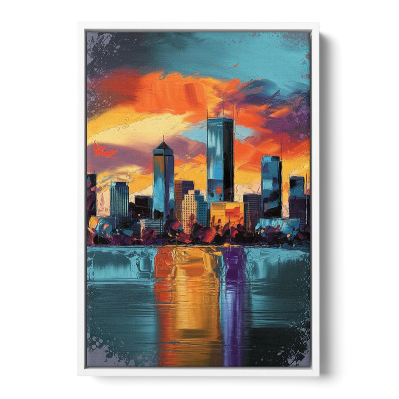 Oklahoma City Skyline Reflection Front - White Canvas Wall Art