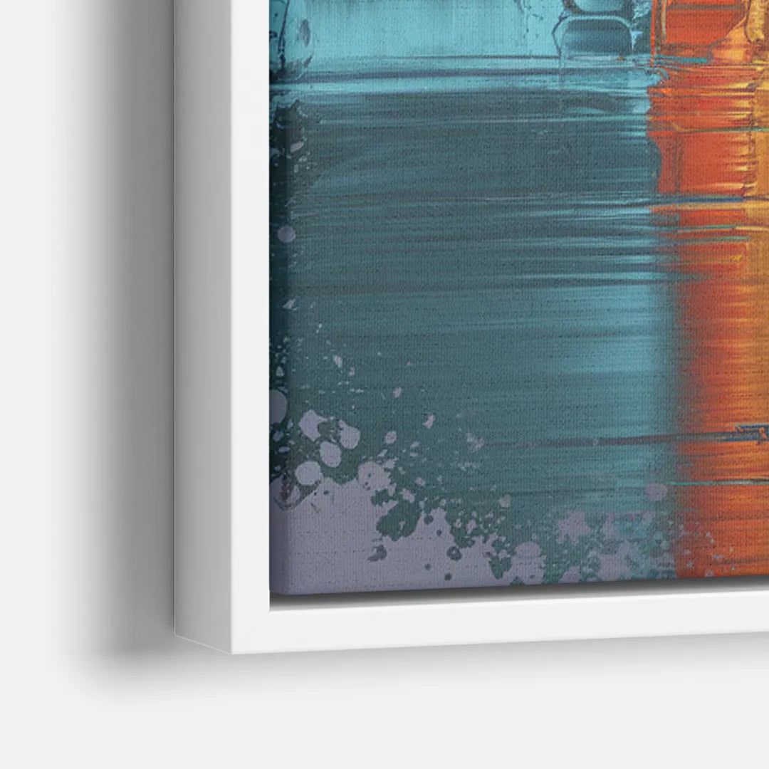 Oklahoma City Skyline Reflection - Close-Up White Frame Canvas