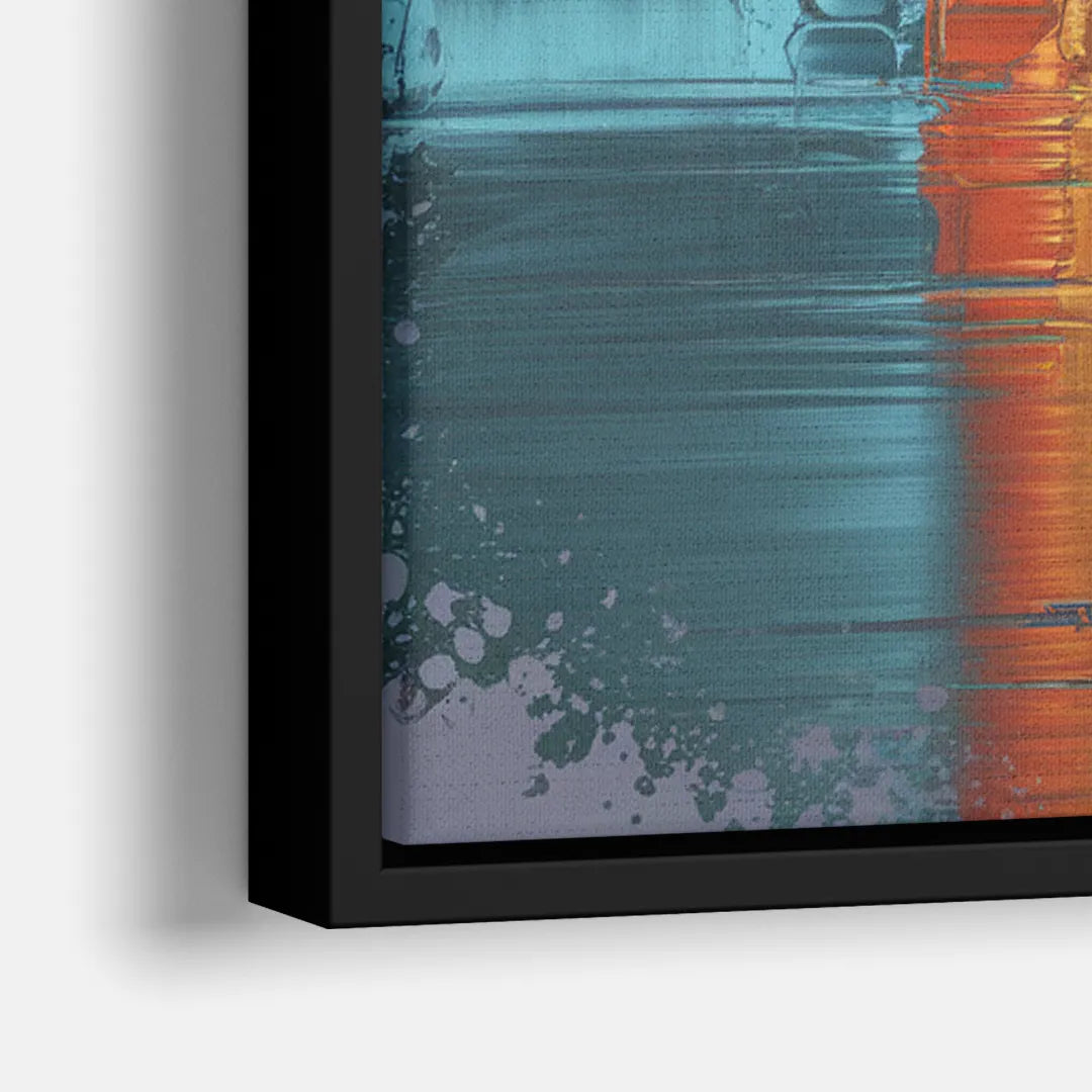 Oklahoma City Skyline Reflection - Close-Up Black Frame Canvas