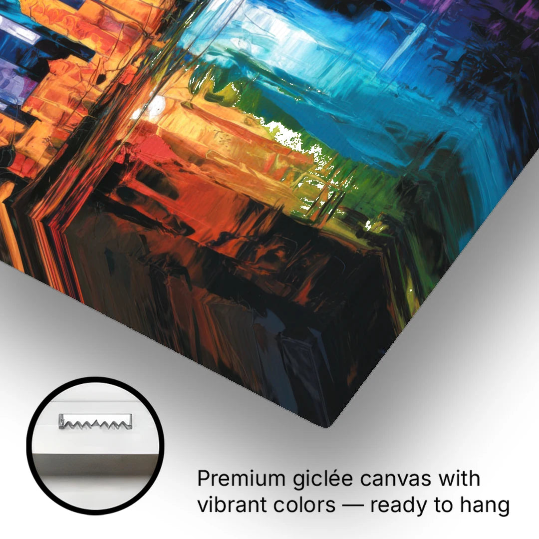 Oklahoma City Skyline with Thunder Colors - Canvas Wall Art - Gallery Wrap Corner