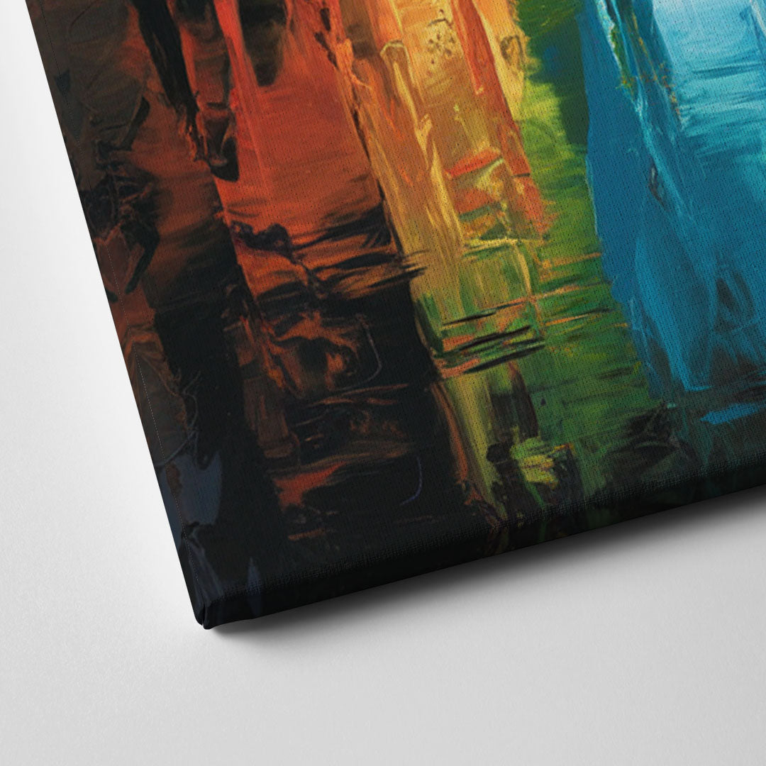 Oklahoma City Skyline with Thunder Colors Canvas Close Up