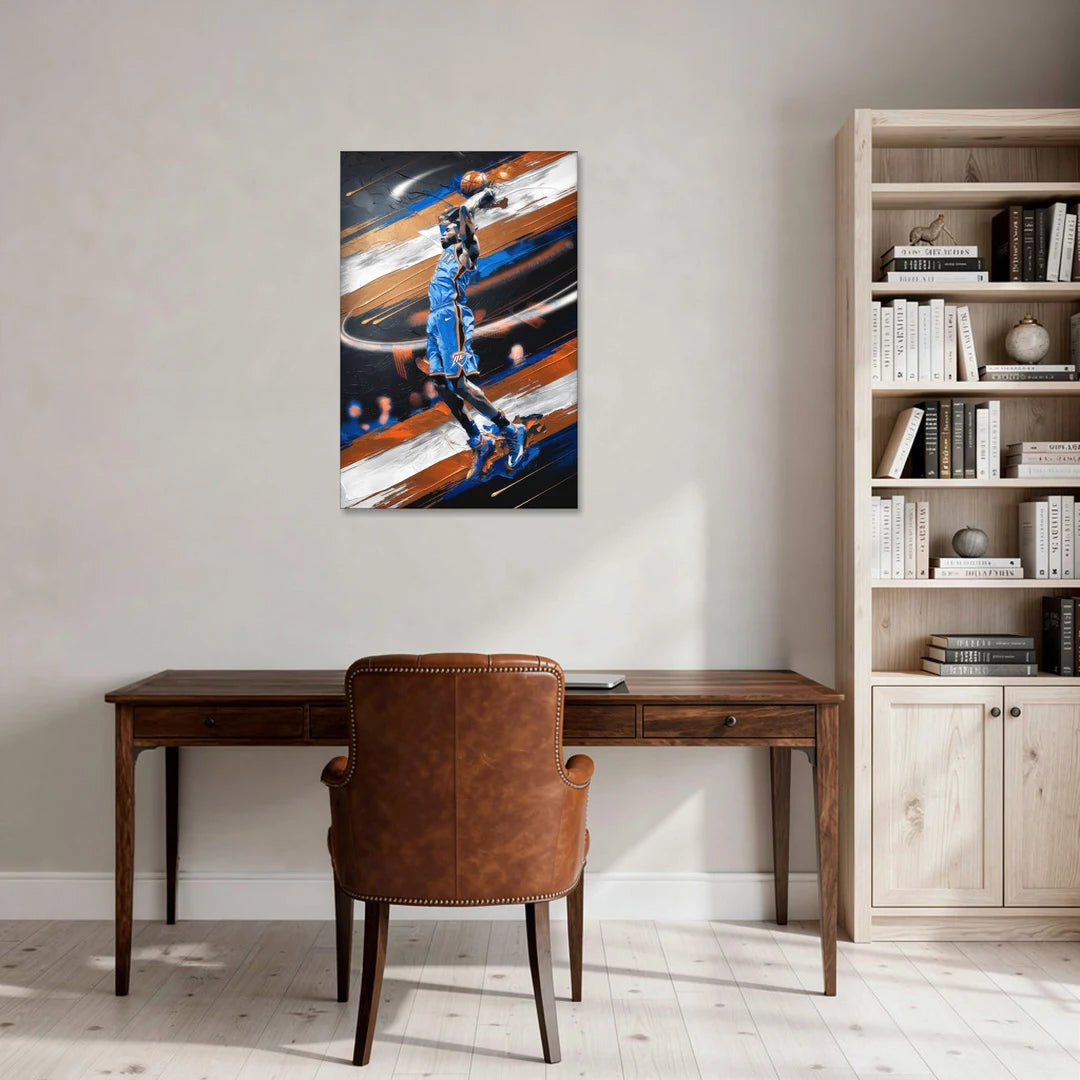 Oklahoma City Thunder Basketball - Canvas Wall Art - Office - 24x36