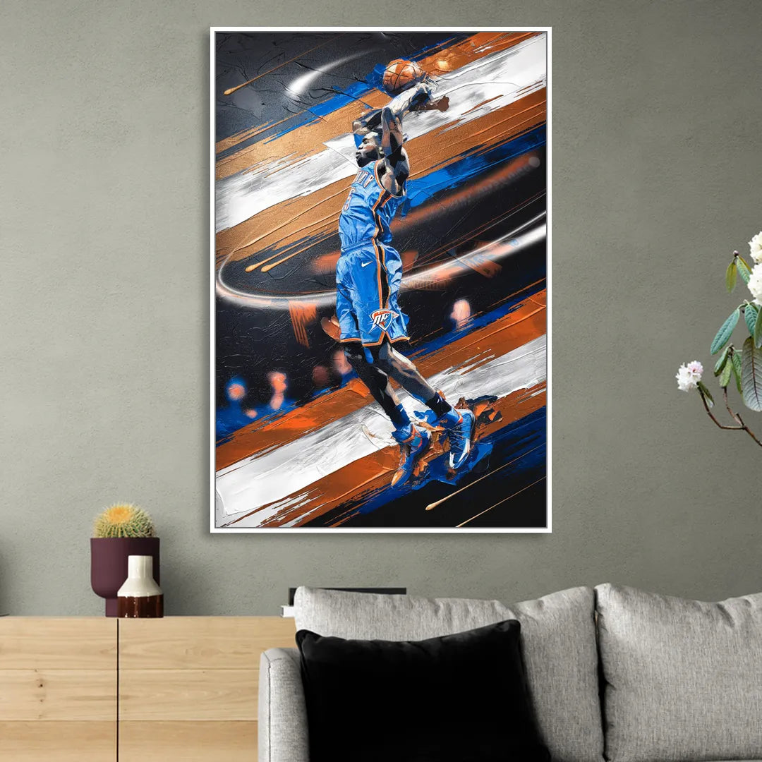Oklahoma City Thunder Basketball Sitting Room - White Canvas Wall Art