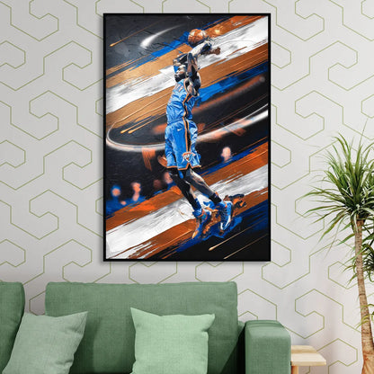Oklahoma City Thunder Basketball Sitting Room - Black Canvas Wall Art