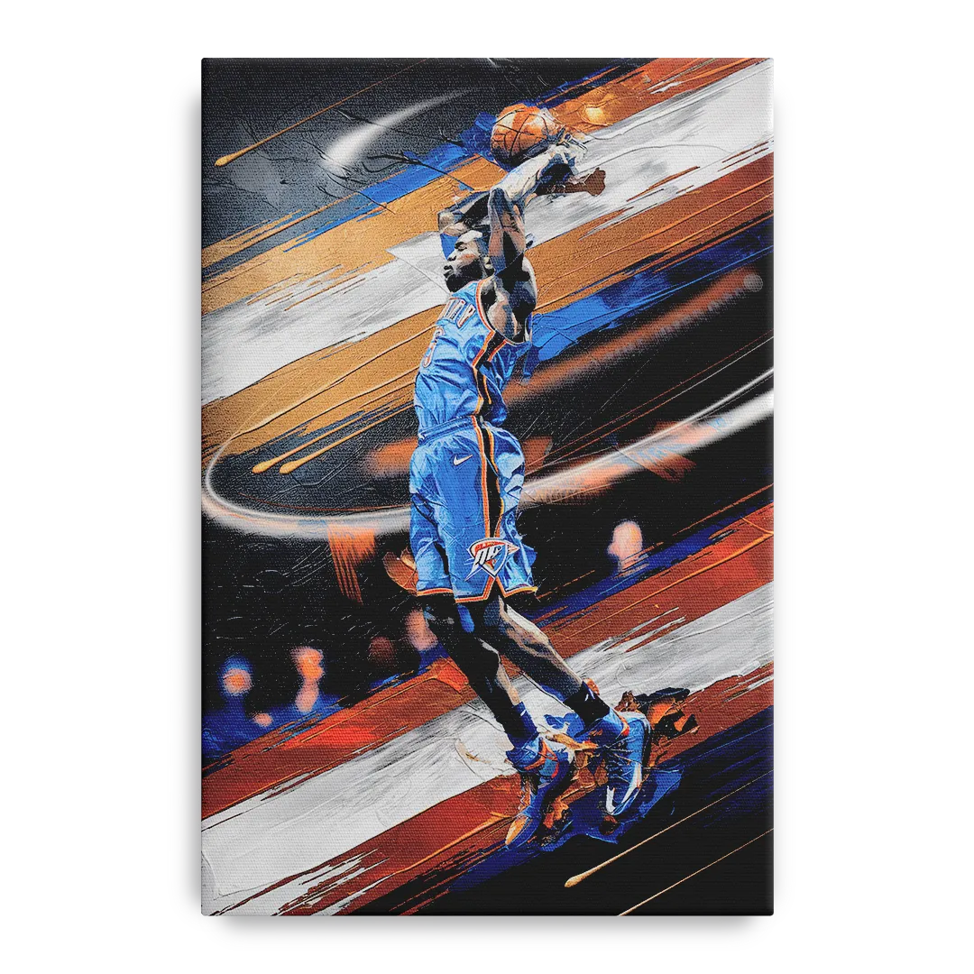 Oklahoma City Thunder Basketball Front - Canvas Wall Art