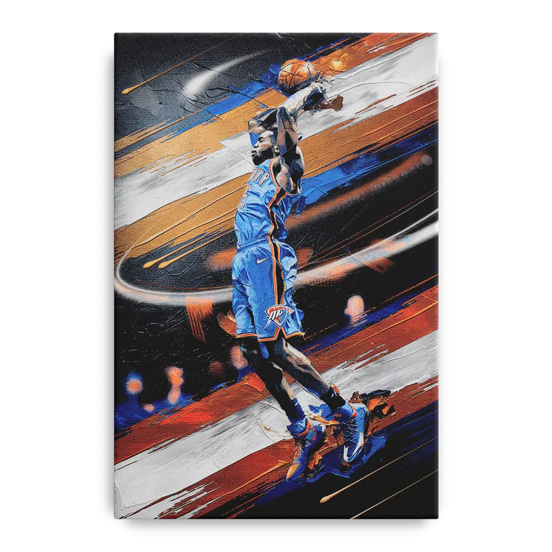 Oklahoma City Thunder Basketball Front - Canvas Wall Art