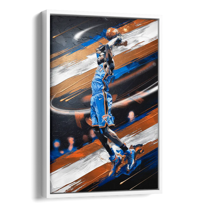 Oklahoma City Thunder Basketball Side - White Canvas Wall Art