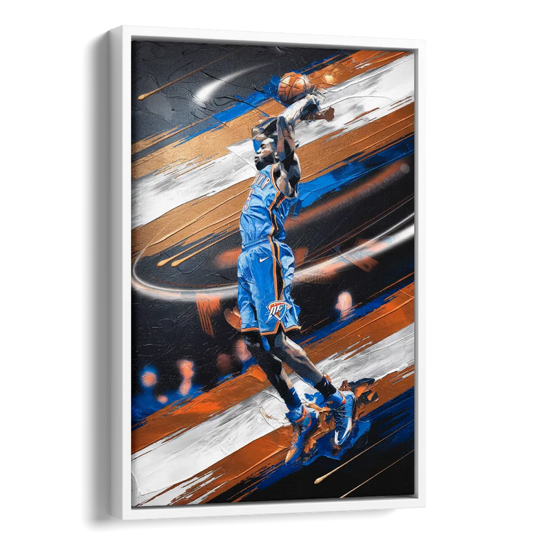 Oklahoma City Thunder Basketball Side - White Canvas Wall Art